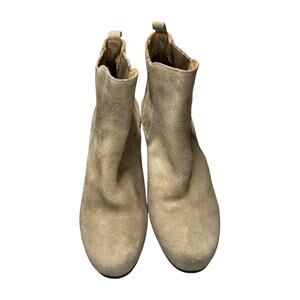 Array Womens Tan Suede Chelsea Ankle Boots Block Heel Size 10.5